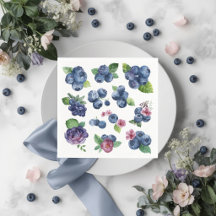 Personalised Blueberry Floral Paper Napkins