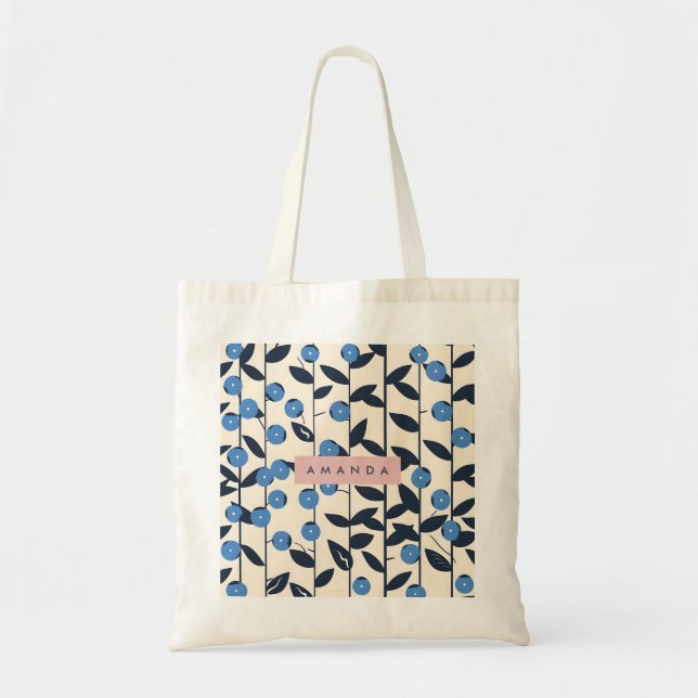 Personalised Blueberry Vine Nature  Tote Bag (Front)