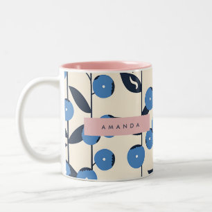 Personalised Blueberry Vine Nature Two-Tone Coffee Mug