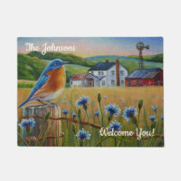 Personalised Bluebird Cornflowers Summer Farm Art