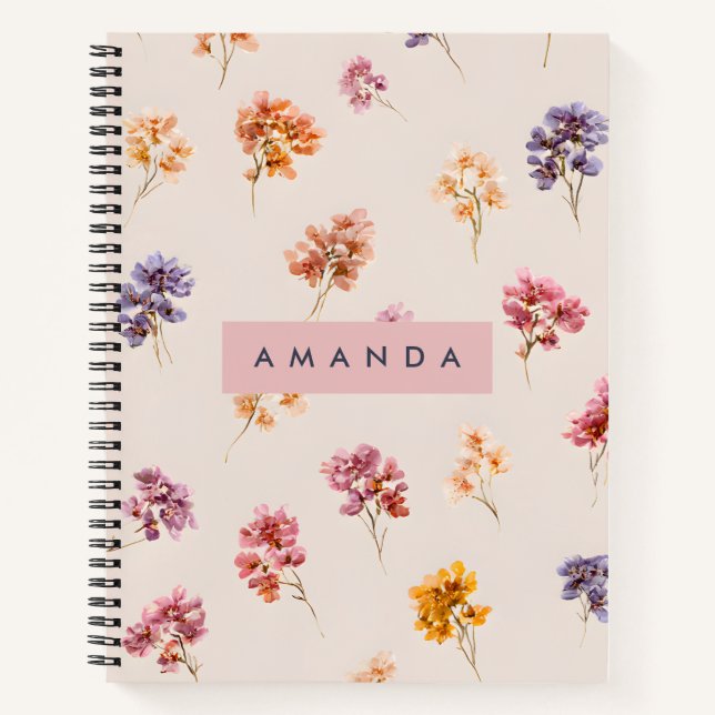 Personalised Blush and Lavender Garden Notebook (Front)