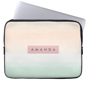 Personalised Blush and Mint Pastel Ombre Laptop Sleeve
