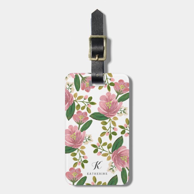 Personalised | Blush Bouquet Luggage Tag (Front Vertical)