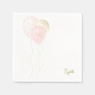 Personalised Blush Gold Balloons Baby Shower  Napkin