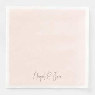 Personalised Blush Gold Script Names Wedding Napkin