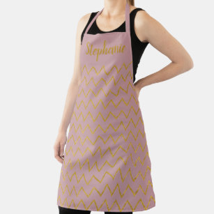 Personalised Blush Pink And Chevron Gold Apron
