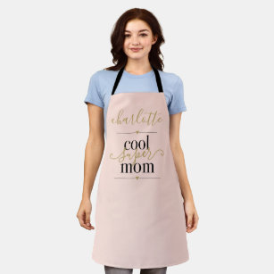 Personalised Blush Pink And Gold Cool Super Mum Apron