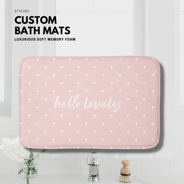 Personalised Blush Pink Bath Mat Small Polka Dots (Creator Uploaded)