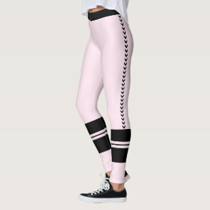 Personalised Blush Pink Black Pattern Cute Stripes Leggings