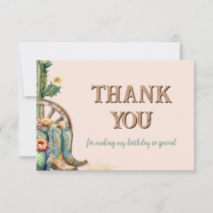 Personalised Blush Pink Blooming Cactus Thank You Card