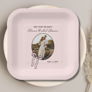 Personalised Blush Pink Bridal Shower Paper Plate 