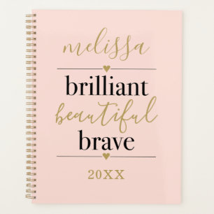 Personalised Blush Pink Brilliant Beautiful Brave  Planner