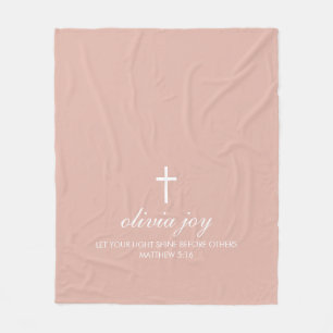 Personalised Blush Pink Cross Fleece Blanket