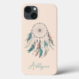 Personalised Blush Pink Dream Catcher Boho Chic ip iPhone 13 Case