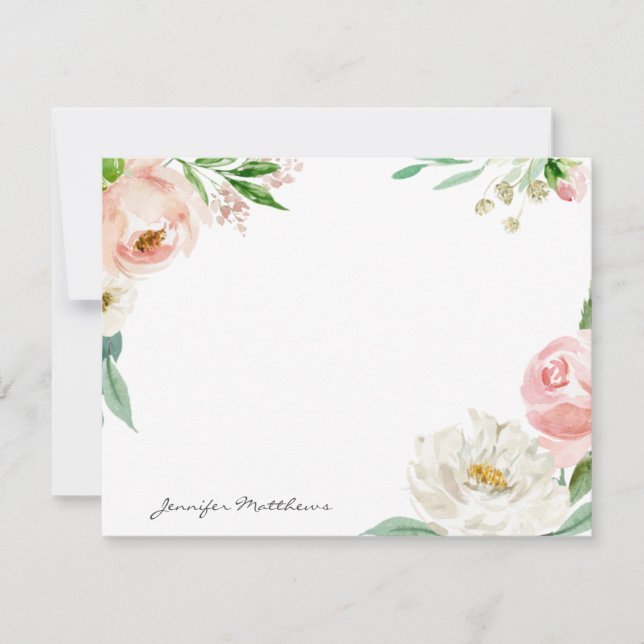 Personalised Blush Pink Feminine Floral Frame Card (Front)