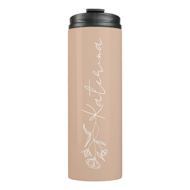 Personalised Blush Pink Floral Name Thermal Tumbler (Front)