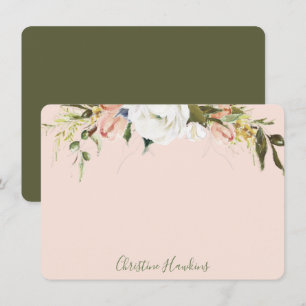 Personalised Blush Pink Floral Watercolor Blooms Card