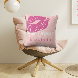 Personalised Blush Pink Fuchsia Hello Gorgeous Cushion