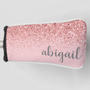Personalised Blush Pink Girly Glitter Monogram Golf Head Cover
