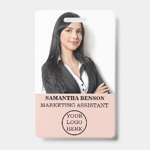 Personalised Blush Pink Girly Modern Staff  ID Badge