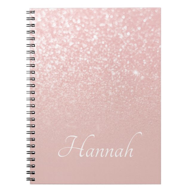 Personalised Blush Pink Glitter Ombre Notebook (Front)