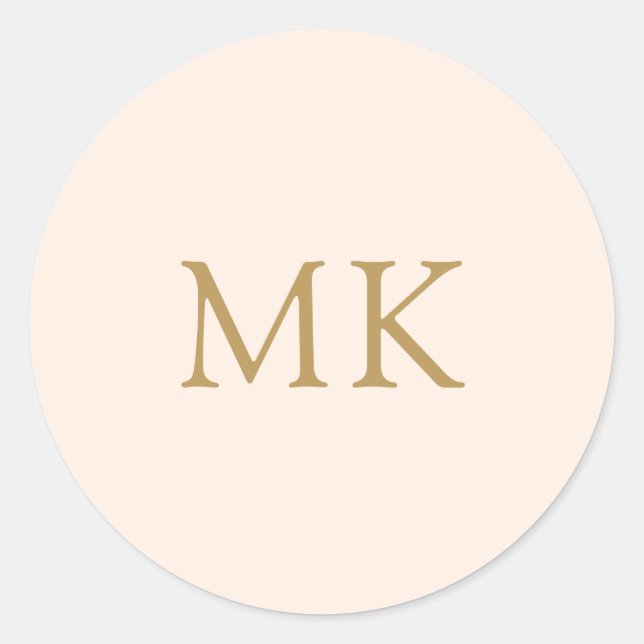 Personalised Blush Pink Gold Monogram Initials Classic Round Sticker (Front)