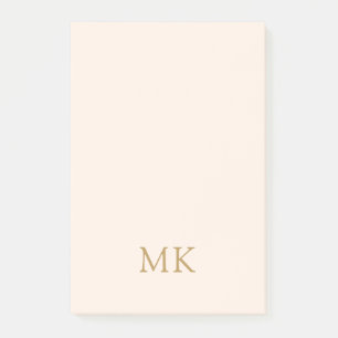 Personalised Blush Pink Gold Monogram Initials Post-it Notes