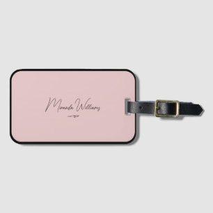 Personalised Blush Pink Handwritten Custom Name Luggage Tag