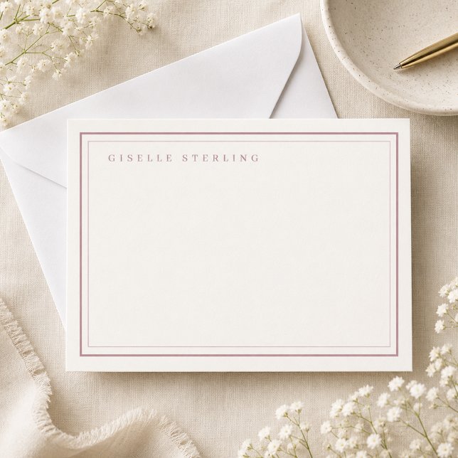 Personalised Blush Pink Ivory Double Border Card (Creator Uploaded)