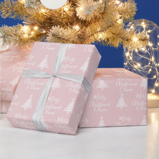 Personalised Blush Pink Merry Christmas Wrapping Paper