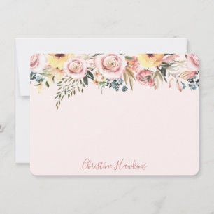 Personalised Blush Pink Modern Watercolor Floral N Card
