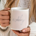 Personalised Blush Pink Monogram Coffee Mug<br><div class="desc">Kickstart your mornings in the most personal and stylish way possible with our Monogram Blush Pink Coffee Mug. This modern and personalised mug, adorned with a chic script design, is the perfect way to add a touch of sophistication to your daily routine. Not only is it a stunning accessory, but...</div>