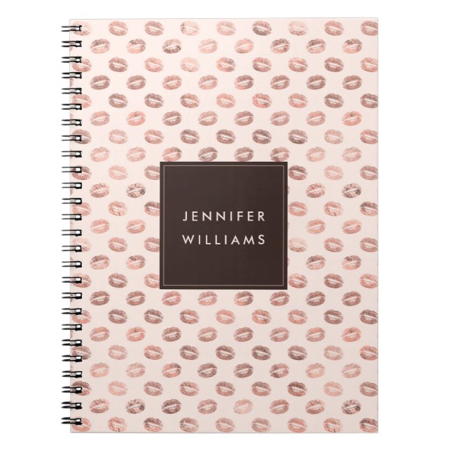 Personalised Blush Pink Rose Gold Lipstick Kiss Notebook (Front)