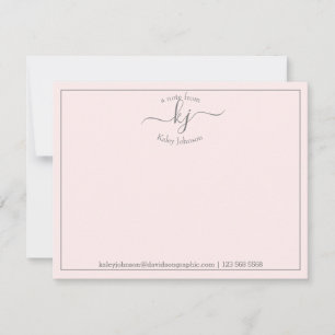Personalised Blush Pink Script From The Desk Of Thank You Card
