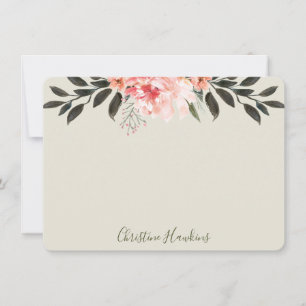 Personalised Blush Pink Watercolor Modern Greenery Card