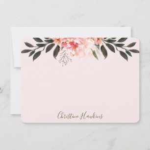 Personalised Blush Pink Watercolor Modern Greenery Card