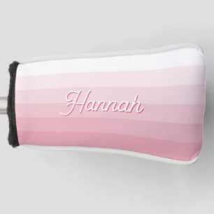 Personalised Blush Pink White Ombre Stripe Golf Head Cover