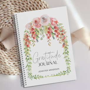 Personalised Blush Red Floral Gratitude Journal