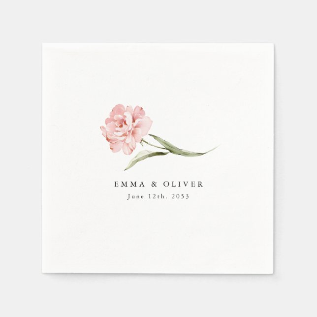 Personalised Blush Rose Floral Wedding Napkins (Front)