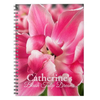 Personalised Blush Tulip Dreams Spiral Notebook