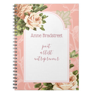 Personalised Blush Vintage Rose Journalling Notebook