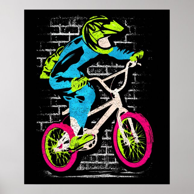 Personalised Bmx Poster - Bmx Bike Graffiti  (Front)