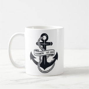 Personalised Boat Anchor With Name Coffee Mug