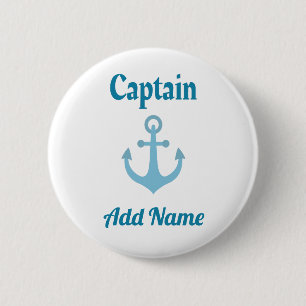 Personalised Boat Captain Anchor 6 Cm Round Badge
