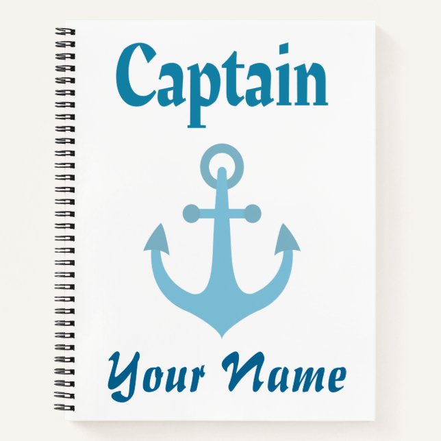 Personalised Boat Captain Anchor Notebook (Front)