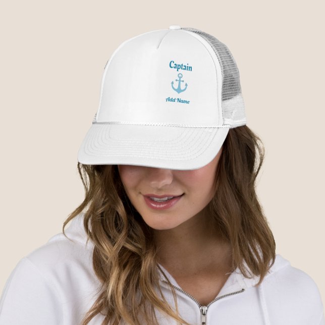 Personalised Boat Captain Anchor Trucker Hat (In Situ)