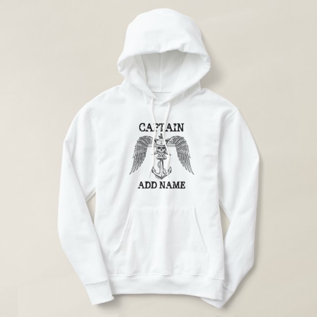 Personalised boat captain name anchor hoodie (Design Front)