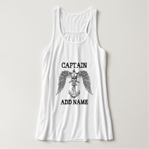 Personalised boat captain name anchor singlet