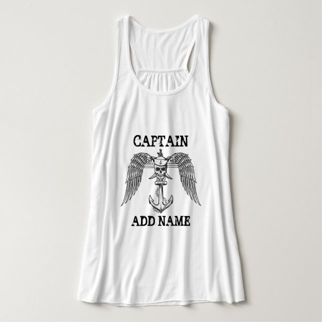 Personalised boat captain name anchor singlet (Design Front)