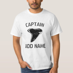 Personalised boat captain name shark tooth t shirt